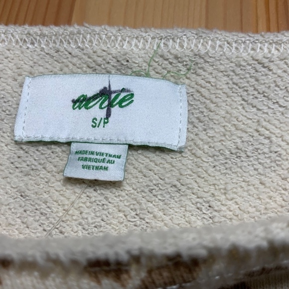 Aerie Cotton Blend Cheetah Print Cropped Sweatshirt Boat Neck Oversize US S - Picture 5 of 10